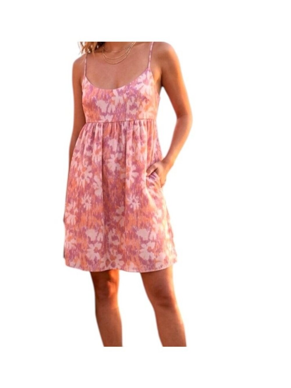 A Rose Has No Teeth Multicolor Abstract Print Pocketed Boho Chic Dress Large